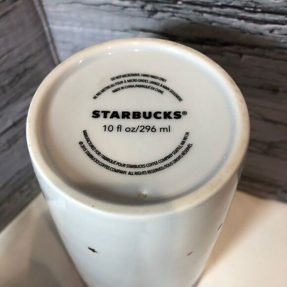 STARBUCKS 2015 Best Day Ever Ceramic Tumbler 10oz Confetti Coffee Travel Mug Lid - Picture 2 of 5
